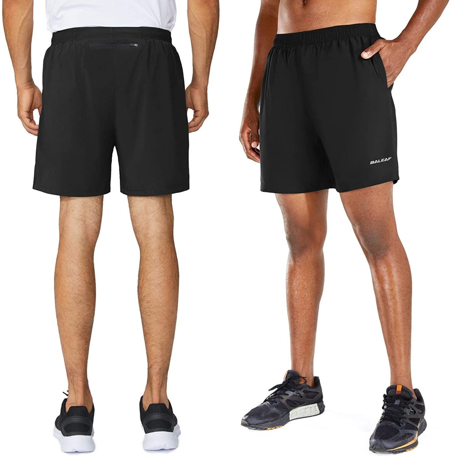 BALEAF Men's 5 Running Athletic Shorts Zipper Pocket
