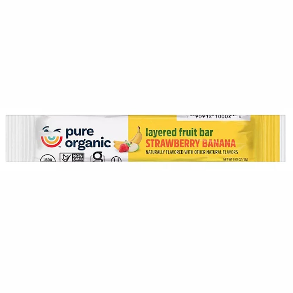 Pure Organic Layered Fruit Bar Strawberry Banana. 0.63 oz Triple